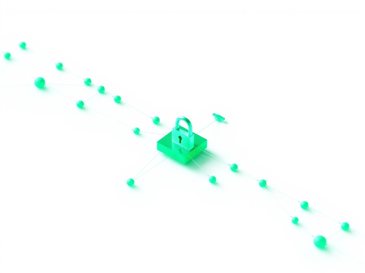 Isometric green encrypted network illustrating secure account handover